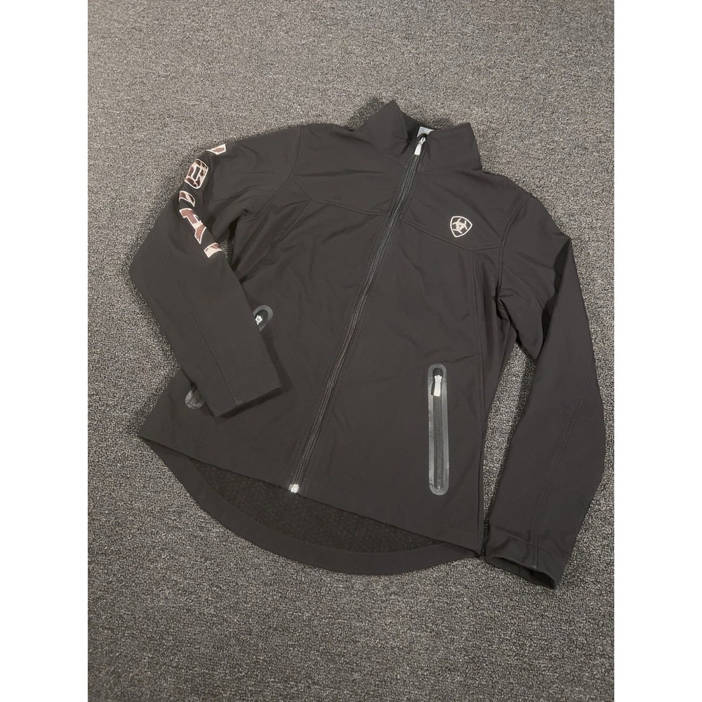 Ariat Tek Jacket Womens Medium Black New Team Softshell Riding Zip Pockets Logo